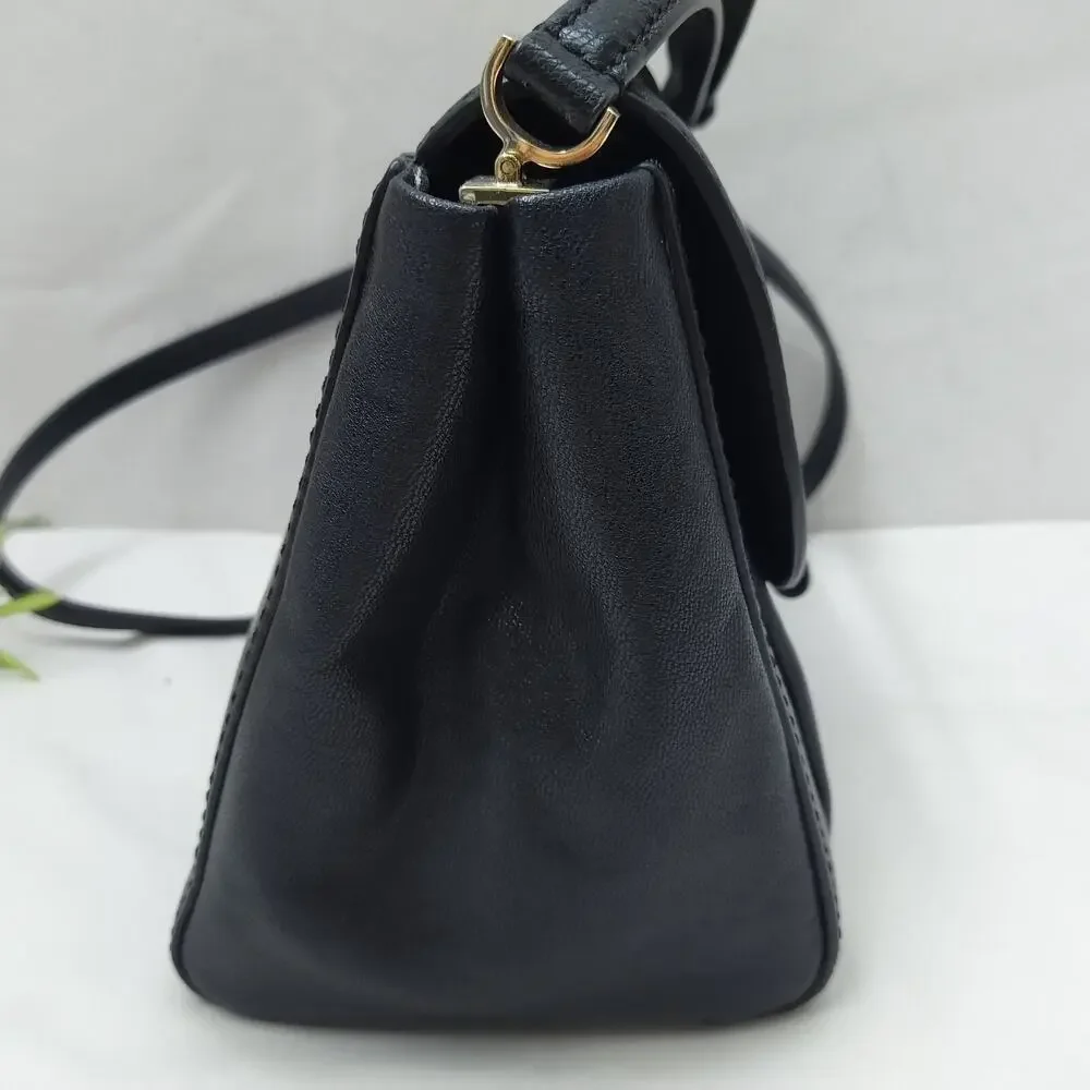 Kate Spade New York Black Leather Flap Closure Crossbody Bag